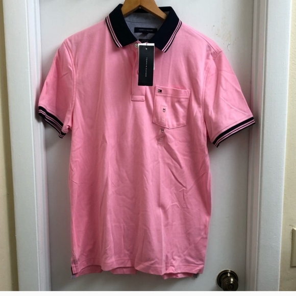 🤩New Tommy Hilfiger mens pink tee size M - Picture 2 of 6